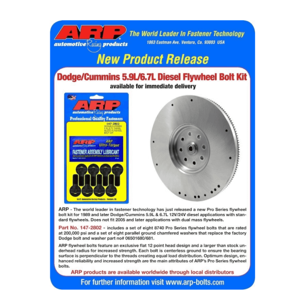 ARP Flywheel Bolt Kit Dodge 5.9L Cummins Diesel ARP Flywheel Bolt Kit Dodge 5.9L Cummins Diesel