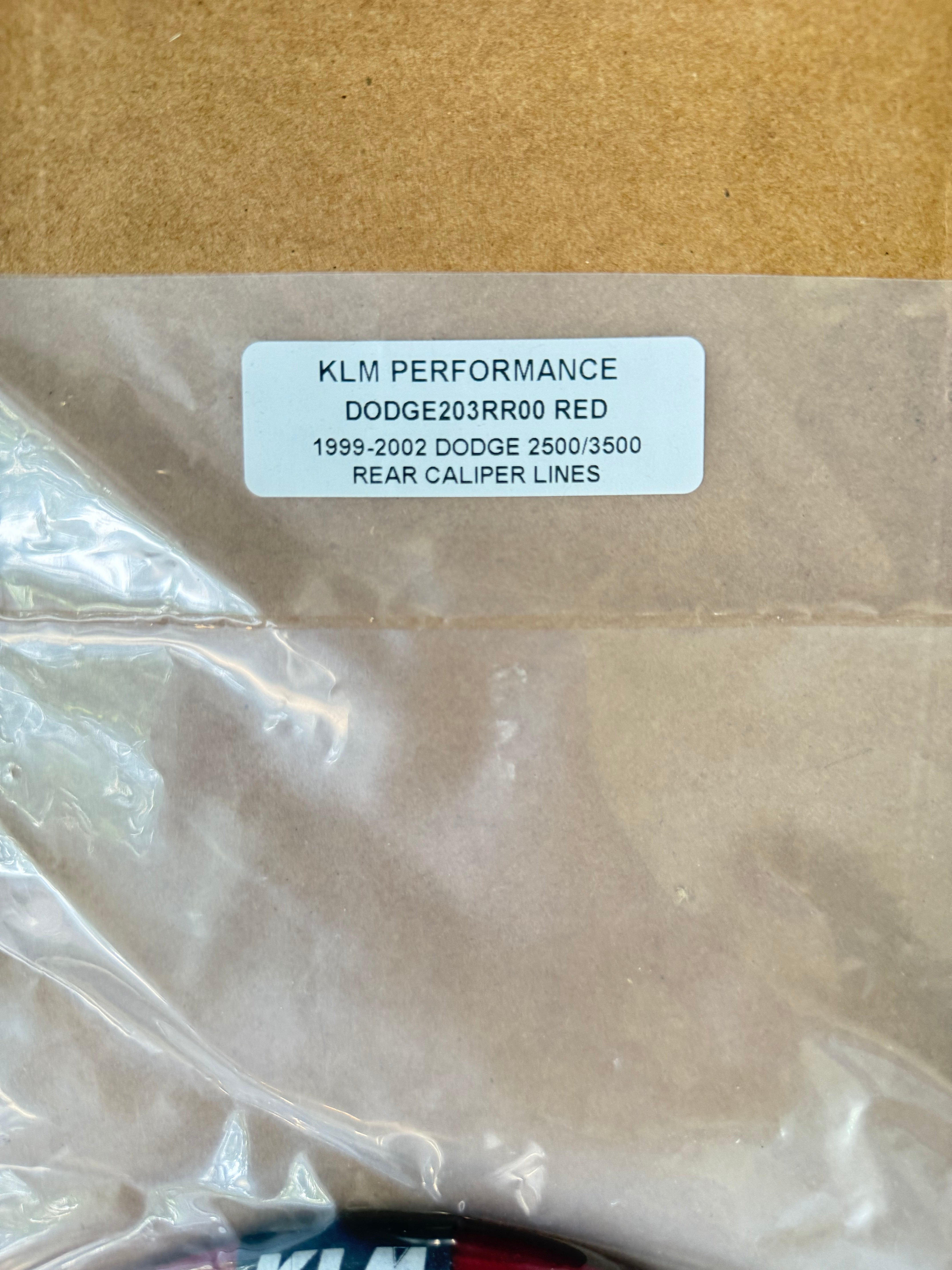 KLM PERFORMANCE RED 1999-2002 DODGE 2500/3500 REAR CALIPER LINES