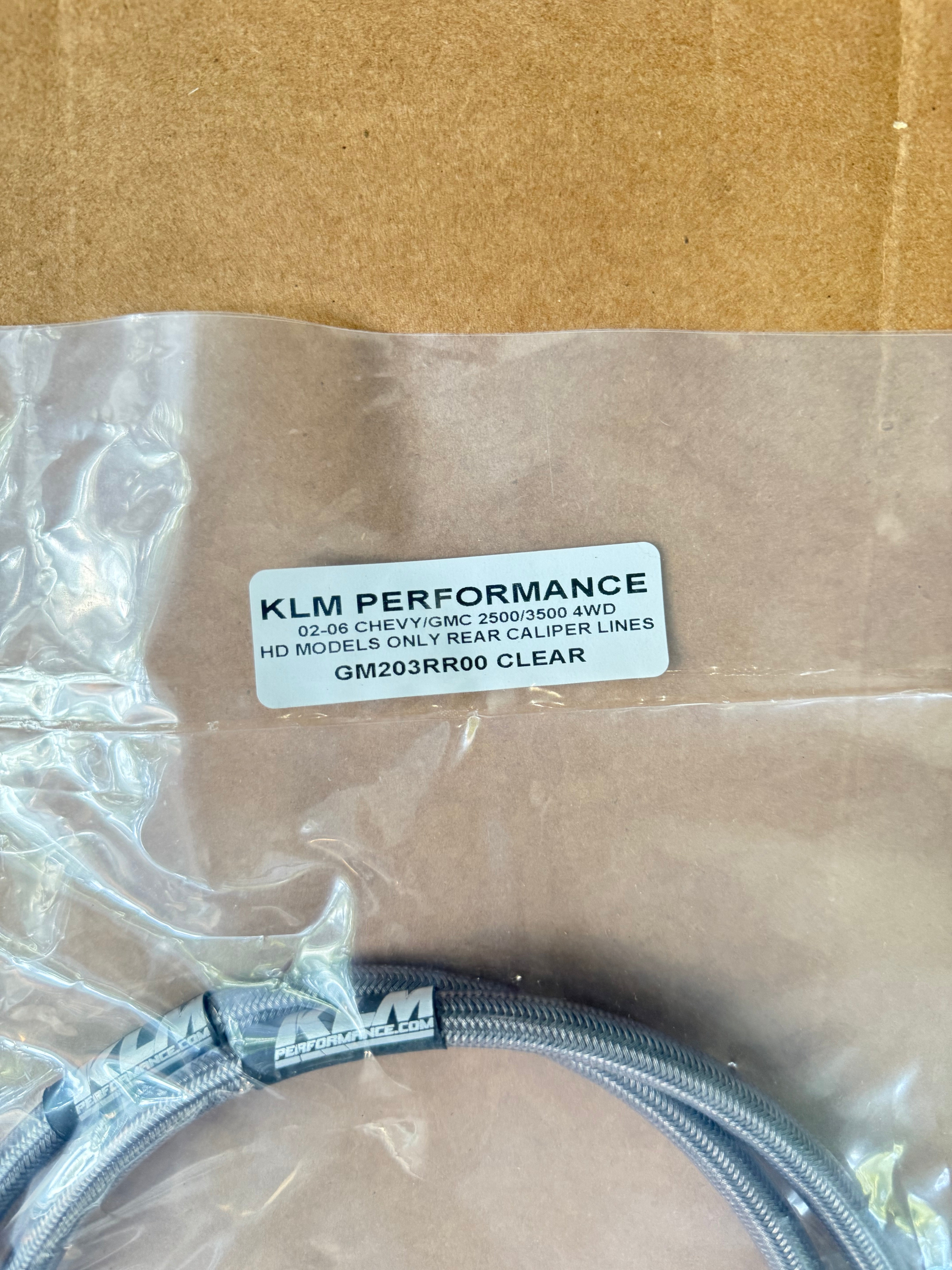 KLM PERFORMANCE CLEAR 02-06 CHEVY/GMC 2500/3500 4WD HD MODELS ONLY REAR CALIPER LINES