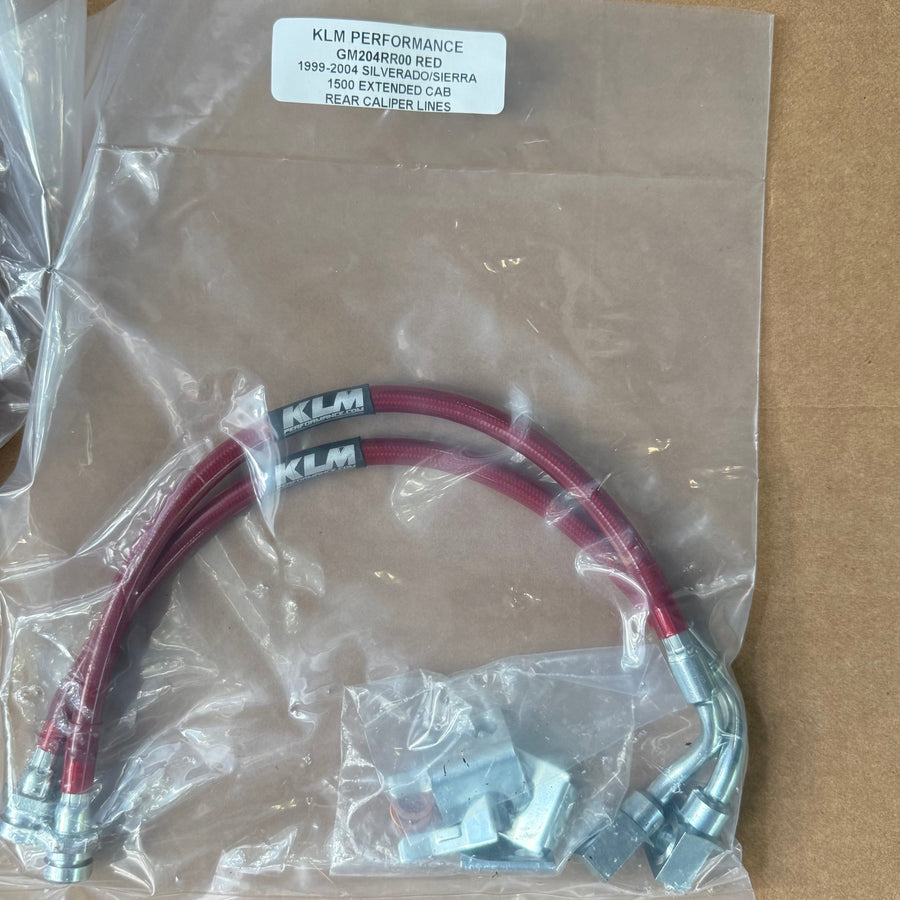 KLM PERFORMANCE RED 1999-2004 SILVERADO/SIERRA 1500 EXTENDED CAB REAR CALIPER LINES