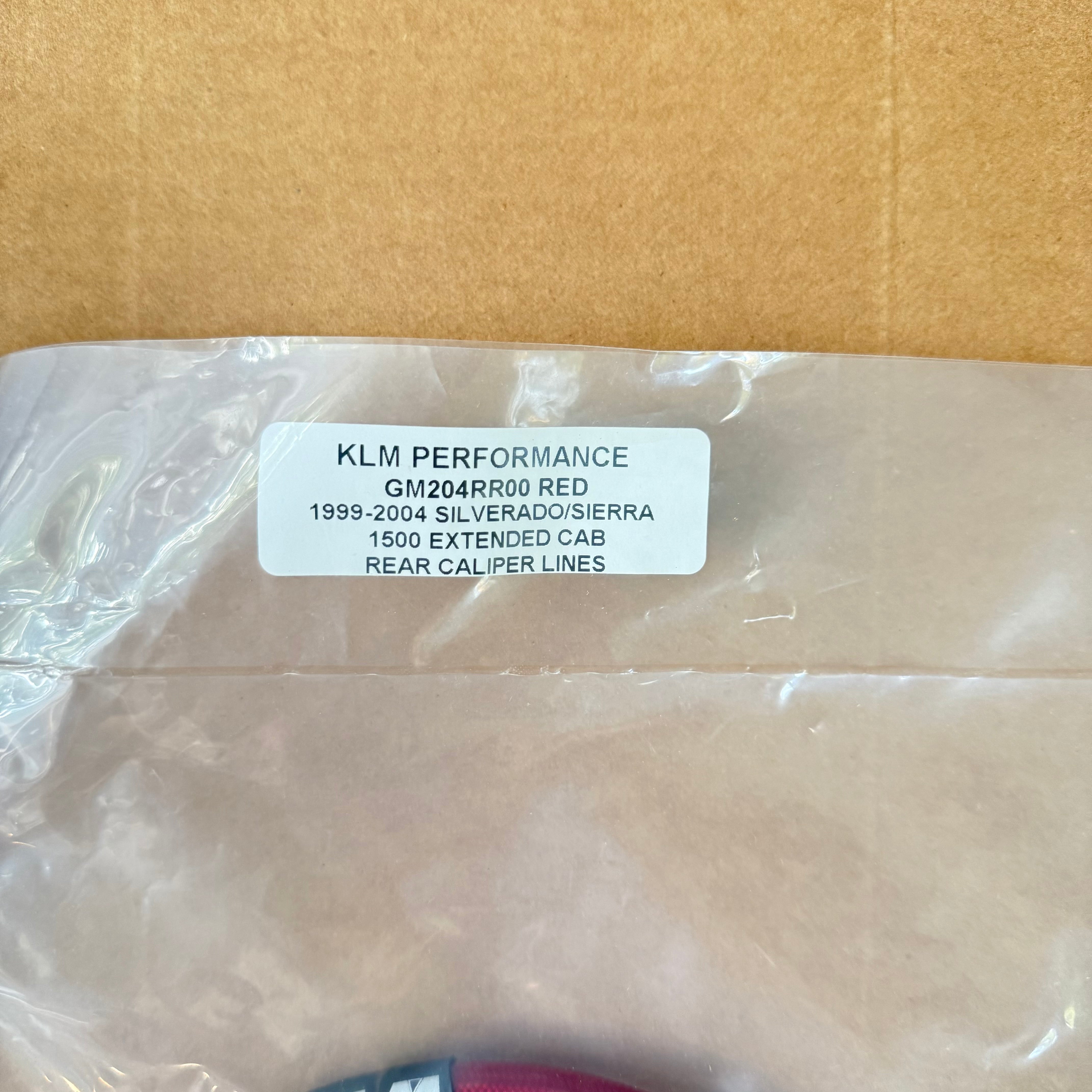 KLM PERFORMANCE RED 1999-2004 SILVERADO/SIERRA 1500 EXTENDED CAB REAR CALIPER LINES