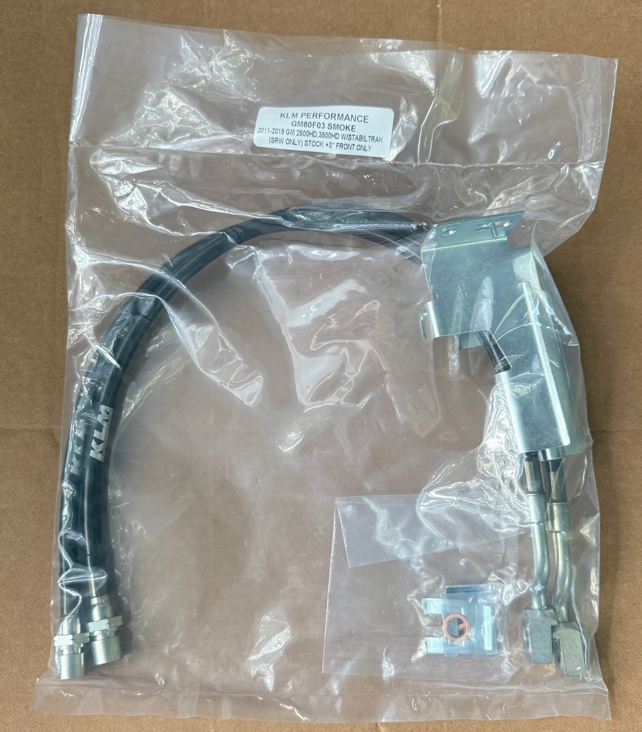 KLM PERFORMANCE SMOKE 2011-2019 GM 2500HD, 3500HD W/STABILTRAK (SRW ONLY) STOCK +3" FRONT ONLY 