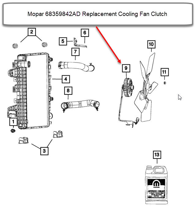 Mopar 68359842AD OEM Cooling Fan Clutch 19-24 