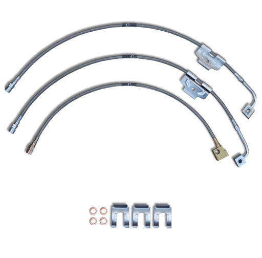 1999 to 2007 GMC Sierra 1500 2WD and 4WD Stainless Steel Braided Brake with Single Center Rear Line
